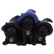 Three Black Cats in Witches Hats Familiar Felines Figurine