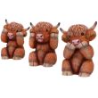 Three Wise Highland Cow Figurines – 9.6cm
