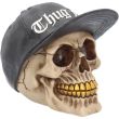 Thug Life Skull Figurine with Gold Teeth and Cap – 15.8cm
