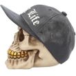 Thug Life Skull Figurine with Gold Teeth and Cap – 15.8cm