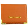 Travel Card Holder with Gold Text - Brown