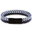 Tribal Steel Two- Strand Plaited Leather Bracelet 