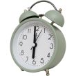 Twin Bell Round Quartz Mini Alarm Clock - Sage Green (9 x 9 x 4.5cm)