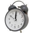 Twin Bell Round Quartz Mini Alarm Clock - Grey (9 x 9 x 4.5cm)