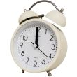 Twin Bell Round Quartz Mini Alarm Clock - White (9 x 9 x 4.5cm)