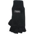 Unisex Knitted 3M Thinsulate Insulation Fingerless Gloves - Black