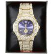 wholesale  Men's NY London Diamante Metal Bracelet Watch - Gold/Blue