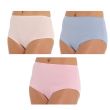 Ladies Ribbed Pastel Mama Briefs (Pack of 3) - Assorted
