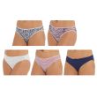 Ladies Stripe/Animal Print High Leg Briefs (Pack of 5) - Assorted