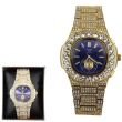 wholesale  Men's NY London Diamante Metal Bracelet Watch - Gold/Blue