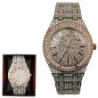 Wholesale Mens Diamante Encrusted NY London Watch - Rose/Silver