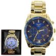 Wholesale Men's NY London Metal Bracelet Watch - Gold / Blue