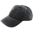 Adults Stonewashed 6 Panel Adjustable Metal Buckle Baseball Cap - Black