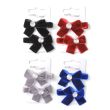2pcs Velvet Hair Bow with Crystal and Fork Clips - Assorted Colours
