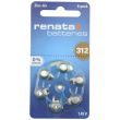 6pcs Renata 312 (PR41) Zinc-Air Hearing Aid Batteries - 1.45V