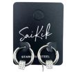 Huggie Earrings with Movable Cube Charm - (17mm)
