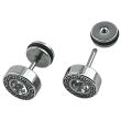 Screw back Stud Earrings with Center Stone - (8mm)