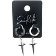 Huggie Hoop Earrings with Dangling Cross Charm - (8mm)
