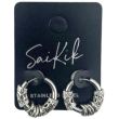Silver Huggie Earrings with Four Small Circles