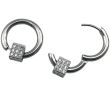 Huggie Earrings with Movable Cube Charm - (17mm)