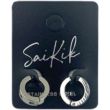 Hinged Huggie Hoop Earrings with Black Cross Detail