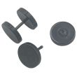 Black Cylinder Disc Stud Earrings with Screw Back