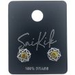 Silver Hexagram Star Stud Earrings with Yellow Eye Detail