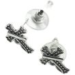 Cross Stud Earrings with Textured Bumps and Silver Line Detail