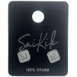Square Stud Earrings with Center Stone