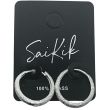 Silver Textured Hoop Earrings with Hinged Closure