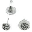 Cross Circle Stud Earrings with Push-Back Closure