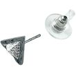 Silver Triangle Stud Earrings with Silver Pyramid and Eye Detail