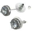 Circle Stud Earrings with Central Stone and Outer Accents