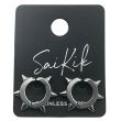 Silver Spike Hoop Earrings with Hinged Closure