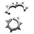 Silver Spike Hoop Earrings with Hinged Closure