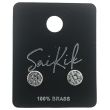 Cross Circle Stud Earrings with Push-Back Closure