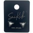 Silver Triangle Stud Earrings with Silver Pyramid and Eye Detail