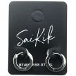 Gold Huggie Hoop Earrings with Silver Stone Detailing
