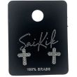 Silver Cross Stud Earrings with Clear Stone Detailing