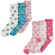 Ladies Panda Stick Bamboo Socks Floral Design (3 Pack) - Assorted