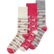 Ladies Panda Stick Bamboo Comfort Fit Floral Socks (3 Pack) - Assorted