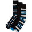 Men's Panda Stick Comfort Fit Stripe Design Bamboo Socks (3 Pack) - Assorted