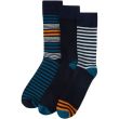 Men's Panda Stick Comfort Fit Stripe Design Bamboo Socks (3 Pack) - Assorted