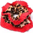 Animal Print Scrunchie with Red Trim