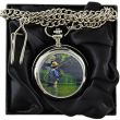 Wholesale Man Fishing Print Pocket Watch with Chain - Silver