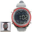 Wholesale Men's Henley Multi Functional Red Bezel Watch - Grey Strap