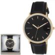 Wholesale Henley Mens Modern Analogue Watch with Leather Strap- Black/Rose Gold
