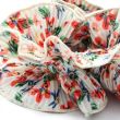 White Flower Print Ribbed Frill Hair Scrunchie - 14cm