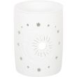 White Sun & Moon Cut-Out Ceramic Oil Burner & Wax Warmer - 11.5cm
