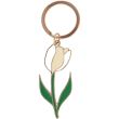 White Tulip Enamel Keyring Floral Spring Design (8cm)
